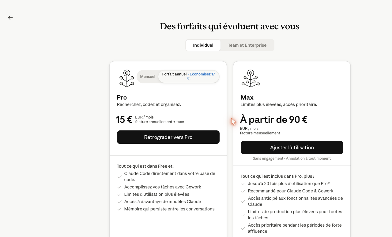 Claude IA abonnement : la comparaison des formules sur claude.ai