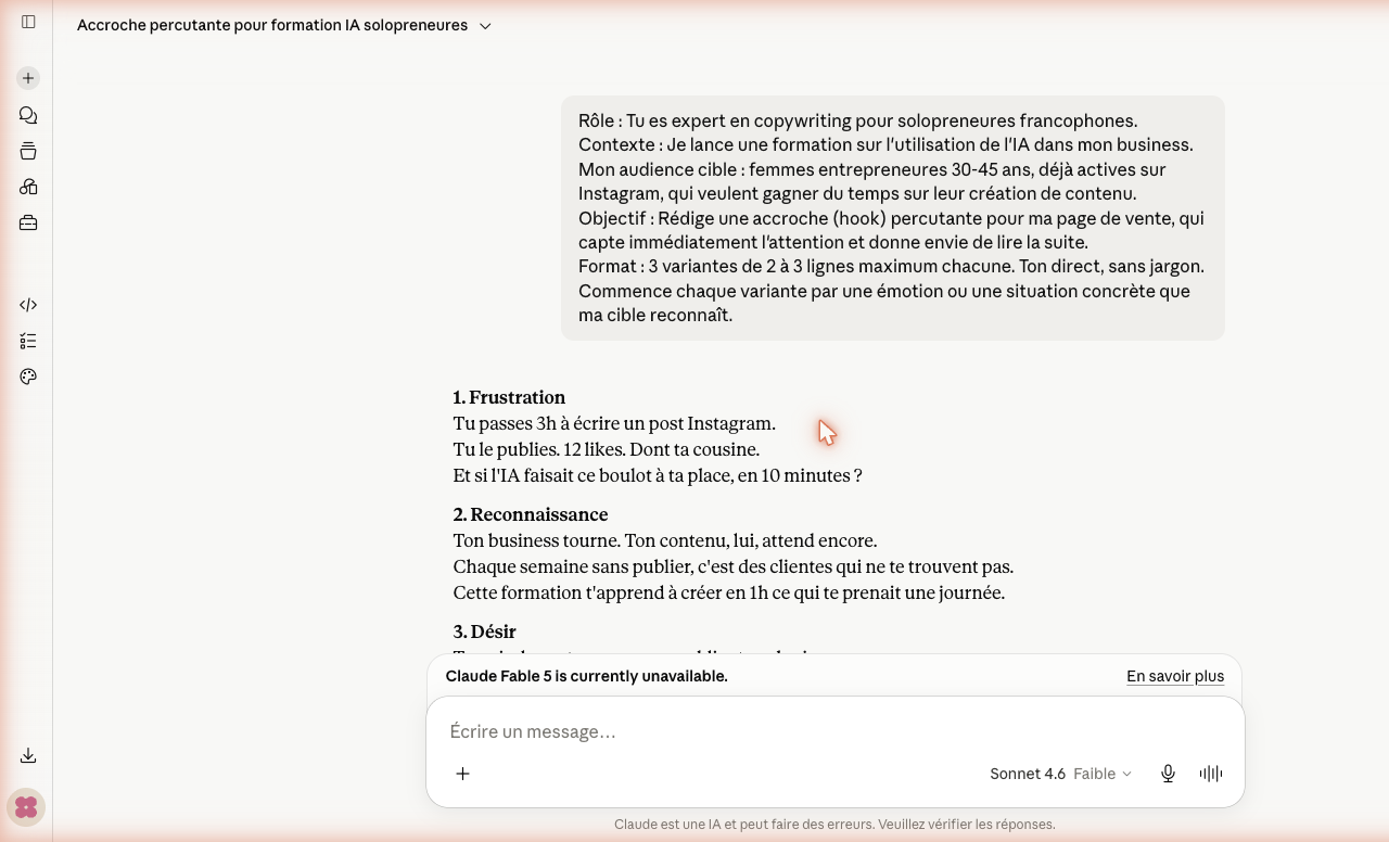 comment prompter Claude : un prompt structuré RCOF dans Claude