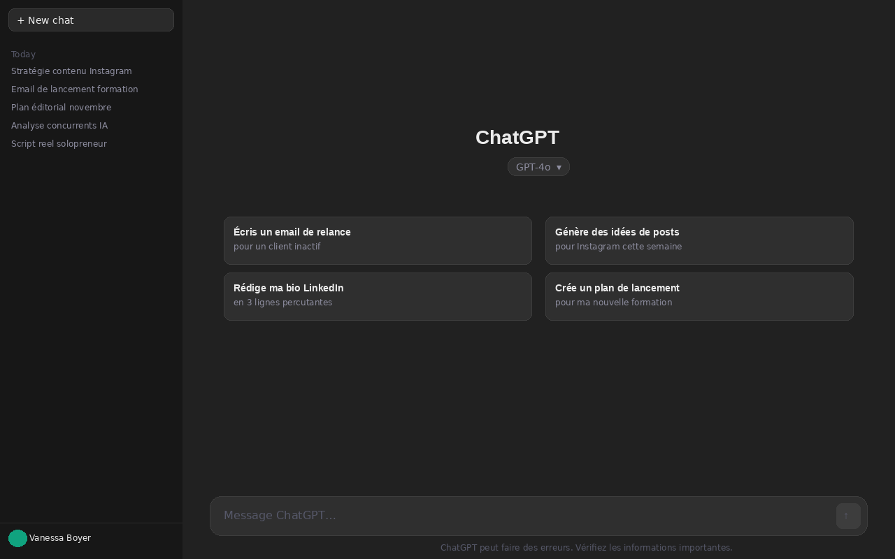 meilleurs prompts ChatGPT : l'interface de ChatGPT