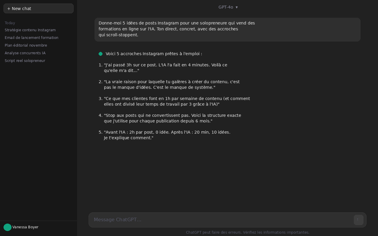 meilleurs prompts ChatGPT : exemple de prompt pour solopreneur