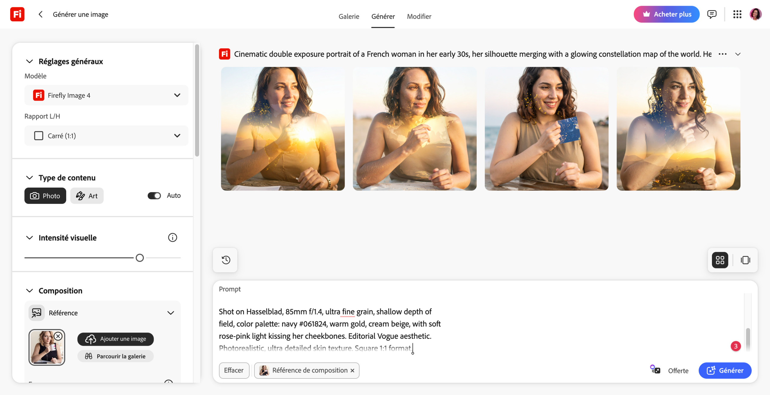 résultat Adobe Firefly midjourney alternative gratuite - portrait en extérieur ensoleillé