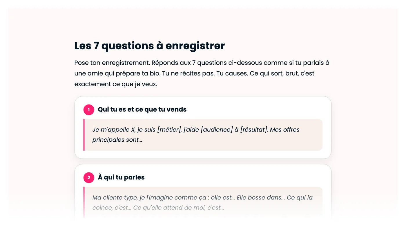 Les premières questions de la Pensine à enregistrer