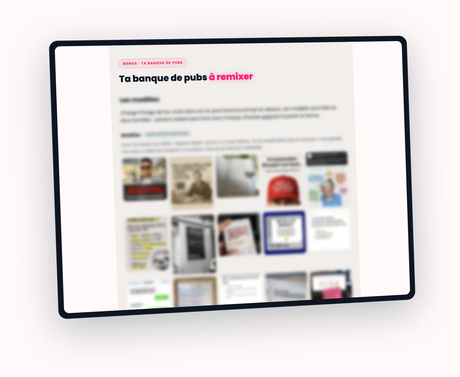 La banque de pubs à remixer, sur une tablette